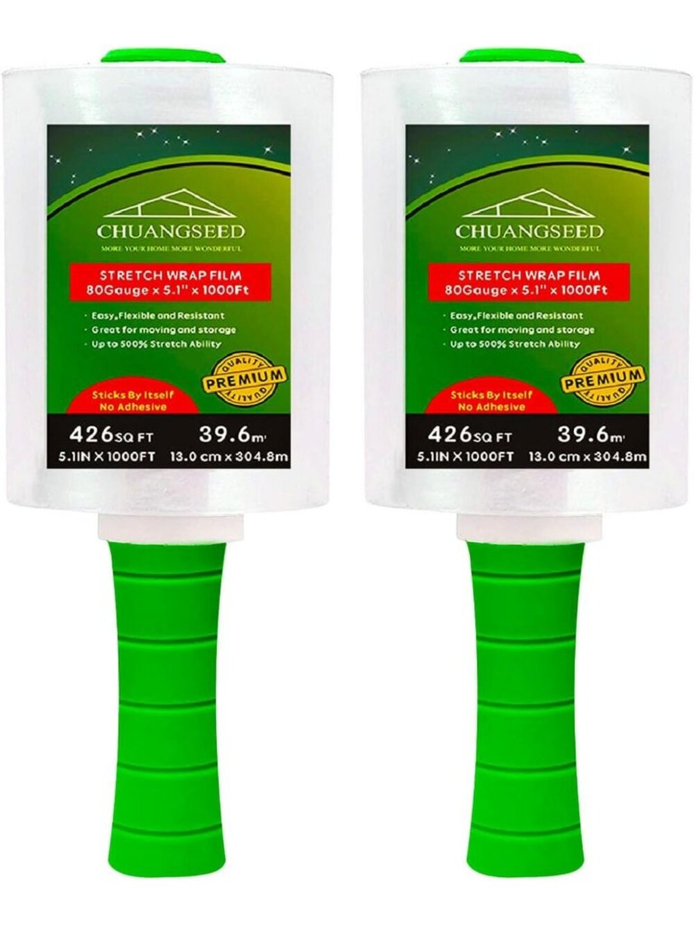 2-Pack Mini Clear Stretch Wrap Film 80 Gauge 5.1" x 1000ft - Heavy Duty Packing